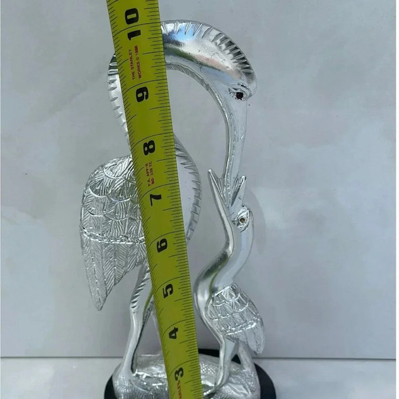 Vintage Collection White Metal Pair Of Swan With Stand Silver Sz 9"x2.5" - Picture 4 of 11